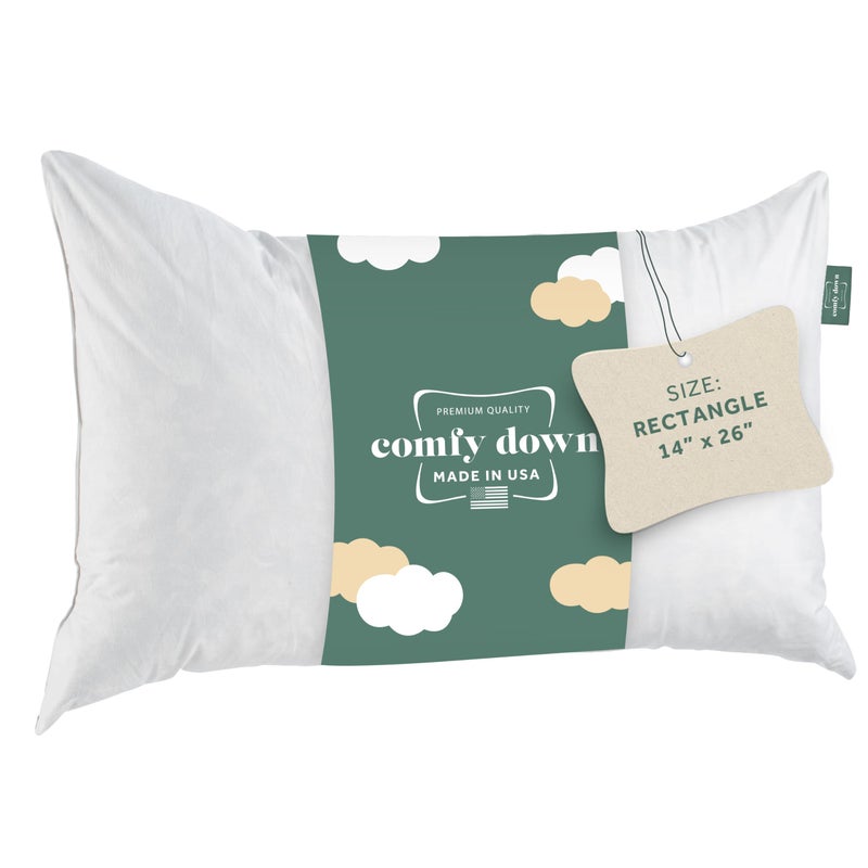 ComfyDown Decorative Throw Pillow Insert, Down and Feather Fill, 100% Cotton Cover, 233 Thread Count - Made in USA (14 X 26) - Image 1